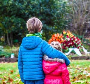 Children at Memorial for Grandmother