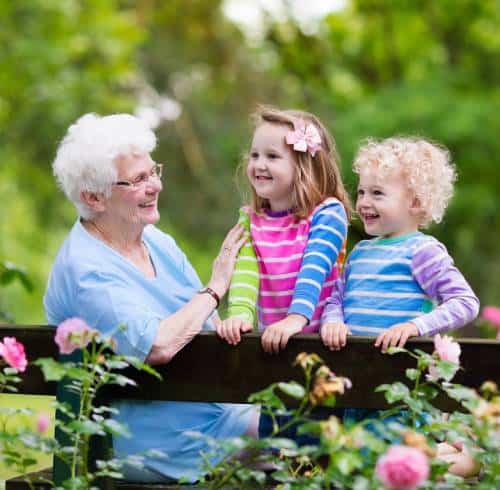 Grandchildren with Grandma in the Park