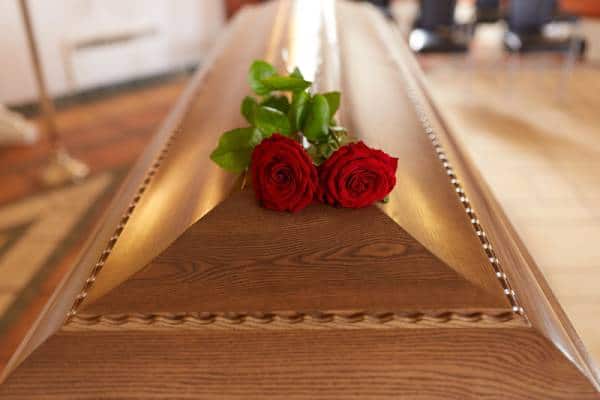 Beautiful Casket with Two Red Roses